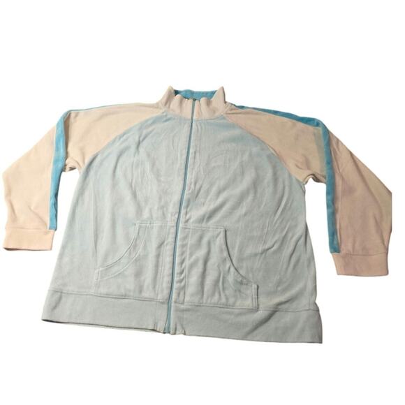 Erika‎ Sport Velour Track Suit Ladies sz L  Lt Blue White Stripes one Flaw - Picture 1 of 12